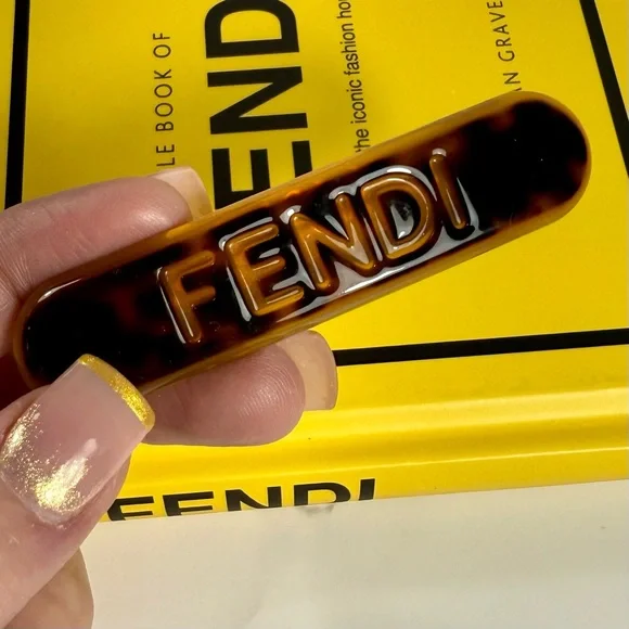 Fendi | Accessories | Fendi Brown Tortoise Logo Hair Clip 